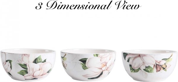 Floral Ceramic Bowls Set of 4, 26oz, for Pasta, Salad, Cereal, Soup & Microwave & Dishwasher Safe